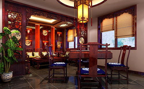 江州古典中式风格茶楼包间设计装修效果图
